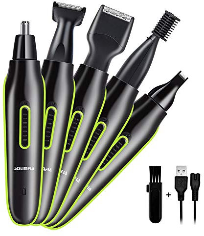Tagliapeli Naso Ricaricabile 5 in 1 Rifinitore Naso per Uomini Donne Elettrico Trimmer per Peli Naso/Barba/Basette/Rifinitore Precisione in Acciaio Inossidabile con Tecnologia Anti-pizzico