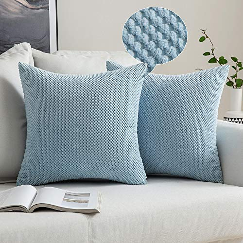 MIULEE 2er Set Kissenbezüge Dekokissen Körnig Dekorativ Kissenbezug Kissenhülle Sofakissen Deko Bezug Weich Zierkissen Kissen für Wohnzimmer Schlafzimmer 45x45cm Himmelblau