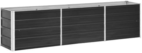 vidaXL Lit Surélevé Pot de Fleurs Bac à Plante Pot de Plante Bac de Fleurs Jardinière Jardin Extérieur Acier Galvanisé 240x40x45 cm Anthracite