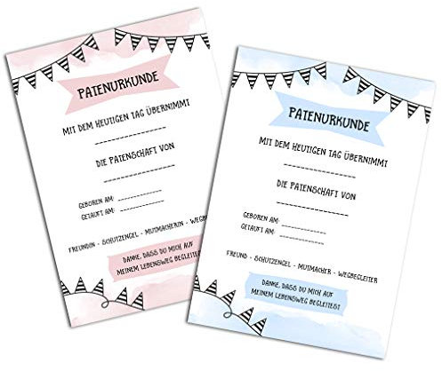 Patenurkunde Patenbrief 2er Set für Patenonkel und Patentante DIN A4 Taufe