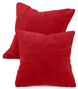 npluseins 2er Pack Kissenhüllen aus Coral-Kuschel-Fleece (2 Stück) 1257.1667, ca. 60 x 60 cm, Bordeaux