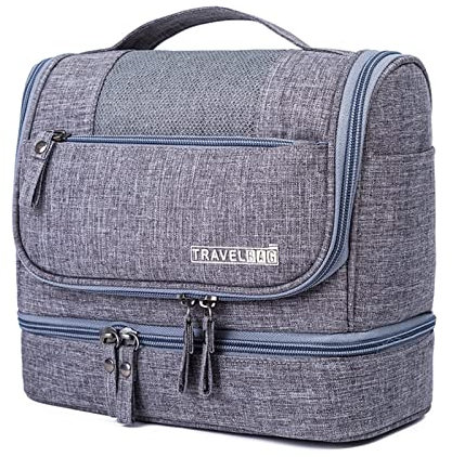 FORRICA Bolsa de Aseo para Hombres Mujeres Organizador Cosmético de Viaje Portátil Bolsa de Maquillaje Grande Bolso de Organizador Impermeable Bolso Cosméticos Gris