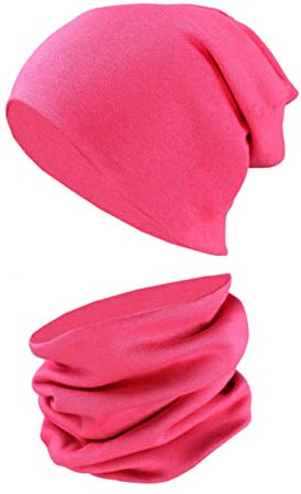 TupTam Mütze und Schal Kinder Set – Weiches Schal Mütze Set Kinder für Herbst und Winter, Farbe: Himbeerrot, Größe: 44-52