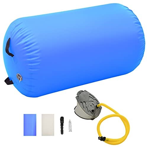 vidaXL Gymnastik-Rolle Aufblasbar mit Pumpe Tumbling Yoga Rolle Fitnessrolle für Training Fitness Gymnastik Körperformung 100x60cm PVC Blau