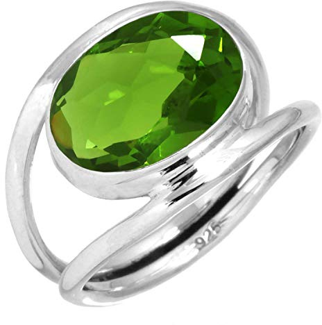 Jeweloporium Handgemachter Ring aus echtem 925er Sterlingsilber mit natürlichem Edelstein, Mondstein, Tigerauge, Bernstein, Onyx, ovaler Boho-Schmuck für Frauen