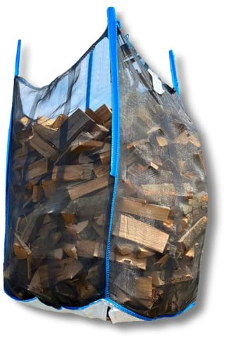 dm-Folien Holz Big Bag 100x100x160cm I 1 Stück I SWL 1.000 kg I Robuster Big Bag Holz mit Netzgewebe & Sternenboden I Big Packs für Brennholz I stabil & wiederverwendbar