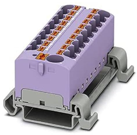 PHOENIX CONTACT PTFIX 10/18X4-NS35A VT Verteilerblock, 800 V, 32 A, Anzahl der Anschlüsse 19, Querschnitt 0,2 mm² - 6 mm², AWG 24 - 10, Breite 64,8 mm, Violett, 8 Stück