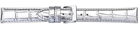Eichmüller Uhrenarmband Lederband Kalbsleder Alligator-/Krokoprägung 12/14/16/18/20/22 mm (Silber, 20 mm)