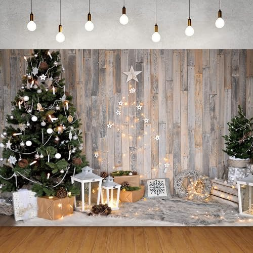 Rustikaler Weihnachtshintergrund aus Holz für Fotografie, 2,1 x 1,5 m, Weihnachtsbaum-Hintergrund, Winter, Kinder, Neugeborene, Baby, Feiertag, Familie, Portrait, Fotohintergrund