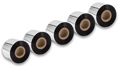 vhbw 5X Thermotransfer-Band kompatibel mit Valentin Vario Solo Drucker Etikettendrucker - Thermoband, Wischfest, 50 mm x 300 m, Schwarz