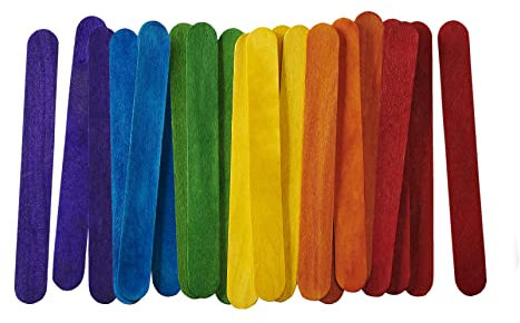 Gusto 100 palitos de paletas gigantes de colores de 6 pulgadas para manualidades, helado, encerado, depresor de lengua, palitos de madera para manualidades, paquete anteriormente cómodo