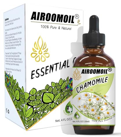 Airoomoil Reines ätherisches Kamillenöl, 100% natürliches ätherisches Kamillenöl, hochwertige ätherische Öle für Diffusoren für Zuhause, Haut, Pflegemassage, Seifenherstellung, Aromatherapie, 120 ml