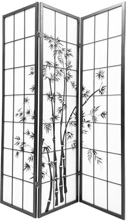 Fine Asianliving Paravent Japanische Trennwand Shoji B135xH180cm Raumteiler Schwarz - Bamb Japanische Paravent Raumteiler Shoji Raumtrenner Spanische Wand Sichtschutz Trennwand