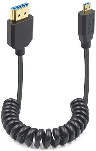 Duttek 48Gbps 8K Coiled Micro HDMI to HDMI Cable 1FT-4FT, HDMI to Micro HDMI 2.1 Cable Ultra Thin (8K@60Hz, 4K@240Hz) for Camera, Raspberry Pi 5 4, GoPro Hero, Cam Link Samsung G8,G9 and HDR Support