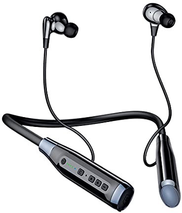 SOPPY Cuffie Bluetooth 5.0 – 120h Gioco, Microfono Integrato, IPX5 per Corsa, Riduzione Intelligente del Rumore