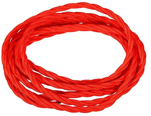 YOKIVE Intrecciato Tessuto Rivestito Filo Casa Cavo 3 Core Connessione Elettrodomestici Ottimo per Casa, Ristorante, Barra, Festa (Rosso, 9,84 Piedi)