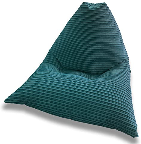 Beautiful Beanbags - Jumbo Cord Adult Bean Bag Wedge Chair - Teal | Large, Ready-Filled Jumbo Cord Wedge-Style Beanbag Chair