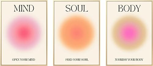 Enthusiasm 3 Stück bunte Aura Grain Gradient Leinwand Wandkunst Zahlen Poster Positive Aura Poster für Zimmer Ästhetik (40 x 60 cm)