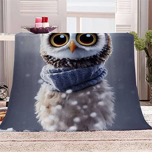 RUGINA Flauschige Wohndecke Eule Blanket 150x200 cm Super Weiche Flanell Decke für Couch, Süße Tiere Kuscheldecke Camping