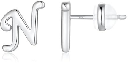 TINGN Ohrstecker Ohrringe Silber 925 Mädchen Kinder, N Buchstaben Medizinische Ohrstecker Silber Ohrschmuck für Kleine Mädchen Tochter Kinder Muttertag Geburtstag Geschenke für Frauen Herren