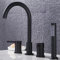 XJTNLB Rubinetto Miscelatore per Vasca da Bagno 4 Fori, Miscelatore Doccia 2 Vie con Doccetta Estraibile Nero