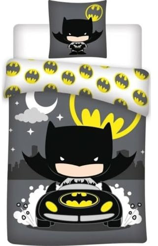 Bettwäsche Batman – 1 Bettbezug 140 x 200 cm + 1 Kissenbezug 63 x 63 cm (Bettwäsche Batman – M) (Batman Duvet Cover-Set, 140 x 200 cm | 63 x 63 cm)
