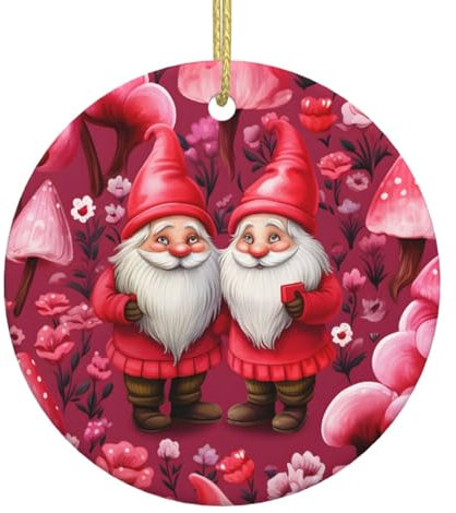 Valentinstag Zwerg Pilz Weihnachtsschmuck Weihnachten Hängende Ornament für Weihnachtsbaum Dekorationen, Keramik Andenken Geschenk für Weihnachtsdekorationen, Xmas Keramik Ornament Home Decors