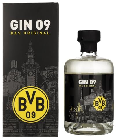 BVB Gin 09 das Original | mit hochwertiger Geschenkverpackung | 500ml Einzelflasche | 43% vol | ausgezeichneter Gin des BVB 09 | hochwertiger Gin | Geschenkidee für echte Borussia Dortmund Fans