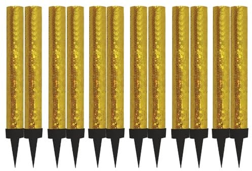 ZOPPER 12 Gold Fountain Cake Candles with Holder Cupcake Topper Sparkler Ideal for Celebration Cakes, Birthday Parties, Baby Showers