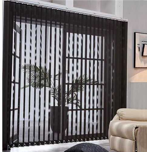 LRYELWA Schwarz Lamellenvorhang Raumverdunkelnd Vertikaljalousie Blickdicht Schiebevorhänge Lichtfilterung Lamellen Jalousien Fenster Rollo,mit Zubehör,Anpassbar,Breite x Höhe (180cm x 200cm)