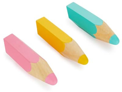 Balvi Patère Color Pencil Couleur Jaune, Rose, Turquoise 3 Crayons en Bois Bois