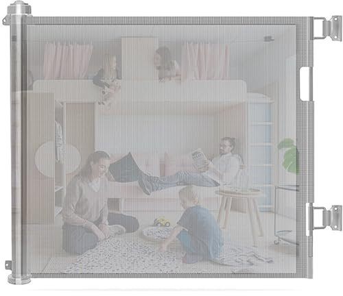 Ausziehbarer Treppengitter-Türschutz for Babys Und Hunde, 0–300 cm, Treppengitter, Einziehbares Rollo, EIN Gitter, Erweiterbares Treppengitter for Drinnen, Draußen, Treppen Und Hallen(Color:A)