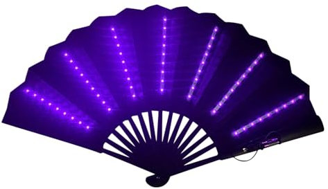 GEDOX LED Light up Folding Fan - Light up Handheld Fan - Portable Travel Hand Fan, Accessories for Carnivals, Stage, Bar, Photography