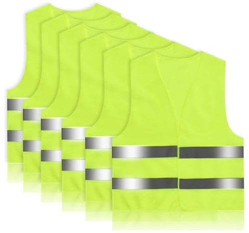 Ghazpmuk 6 Pezzi Gilet Alta Visibilità, Giubbotto Catarifrangente AutoTaglia XXL, Giubbotti di Sicurezza, Universale Giallo Giubbotto Sicurezza Riflettente, per Stradale Assistenza Conducenti Cantiere