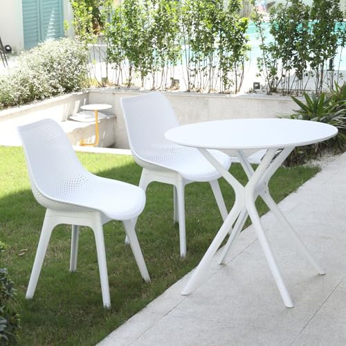 chairus Garden Furniture Set 3 Piece, Patio Bistro Set 2 Seater Garden Chairs and Garden Table for Balcony Yard (White)