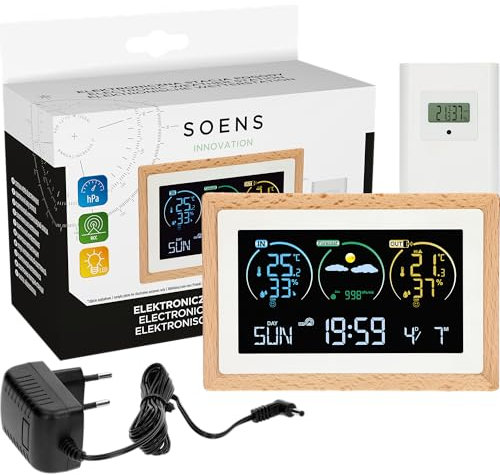 BROWIN® Funk-Wetterstation mit Außensensor 270100 | Wettervorhersage, 50 m Reichweite | DCF Funkuhr, Digital Farbdisplay Innen und Außen Thermometer Hygrometer