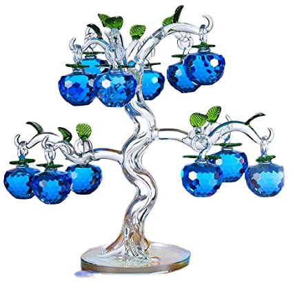 ZCCZJS Christmas Crystal Glass Apple Tree Ornaments Hanging Apples Home Decor Fengshui Figurines Crafts Gifts Souvenir Miniatures ​Wealth gifts (Color : 6 hangs Purple)