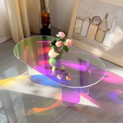 Artloge Table Basse Ovale Salon: 95x50x36cm Meuble Centre en Acrylique Moderne Design Table d'Appoint Décoratif avec 4 Pied pour Chambre