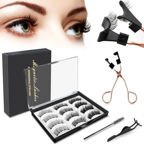 Magnetische Wimpern, Wiederverwendbare Wimpern Magnetisch mit Applikator, Kein Kleber Magnetische Wimpern 3D Fake Magnetic Lashes Natürlicher Look ohne Eyeliner Magnet Wimpern Kit