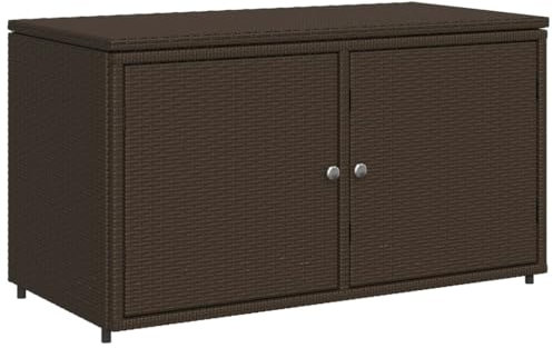 SDWEHO7 PE Rattan Gartenschrank, Outdoor Schrank wetterfest, 110x55x60,5 cm, Geräteschrank mit Türen & Regal, Terrassenschrank, Balkonschrank, Braun