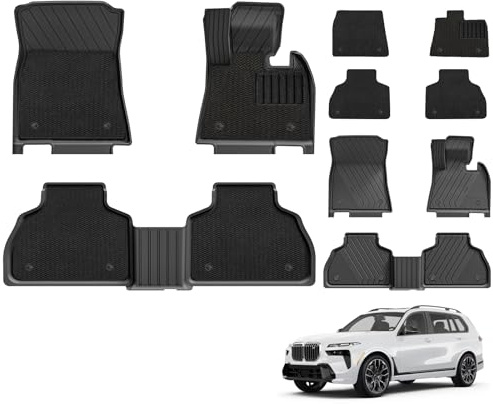 3W 2-Layer Floor Mats Fit for BMW X7 G07 7 Seats 2019-2026, All Weather Thorex™ Car Mat with Carpets, Waterproof Anti-Slip Easy to Clean Dog Friendly Heavy Duty 7 Passengers Floor Liner X7 Accessories