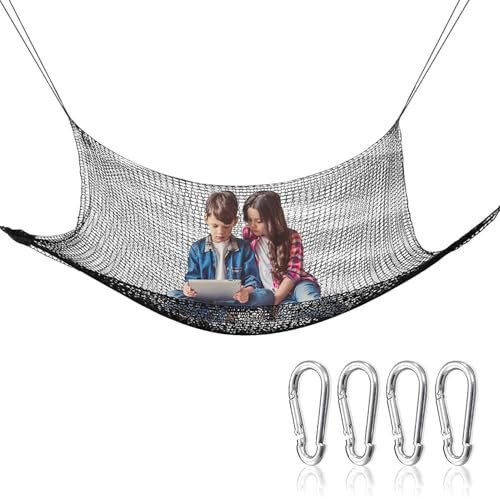 Kletternetz Spielplatz, Kinder Schaukel Klettergerüst DoppelSchichten Polyester Netz, Anti-Fall Seilnetz Mit 4 Sicherheitshaken, Kletternetz Kinder Für Outdoor Indoor Garten Spielplatz-Ladungsnetz