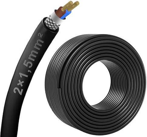 10 mètres 2 brins 2 x 1,5 mm² câble blindé, câble de blindage EMI/RFI certifié CE pour automobile, haut-parleur, imprimante 3D, broche CNC VFD, moteur pas à pas, transmission de signal, etc