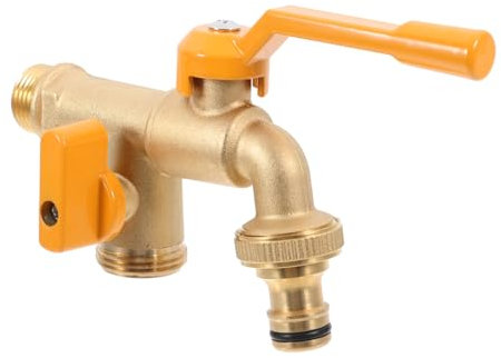 SUPVOX rubinetto esterno Tocca d'acqua attacco rubinetto in ottone doppio tagliatubi rubinetti all'aperto rubinetto dell'acqua fredda spigot d'acqua all'aperto Acqua RIGOT rame D'oro