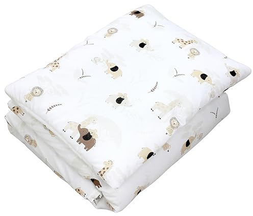 TupTam Kinder Gemusterte Bettdecken Set Ganzjahresdecke Bettdecke Kopfkissen Flachkissen 2tlg., Farbe: Savanne Beige, Größe: 135x100 cm