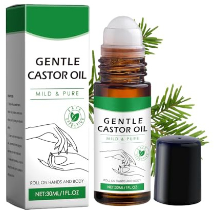 Castorglo Organic Golden Castor Oil Roll-On, Castorglo Bio-Rizinusöl-Roll-On, Bio-Rizinusöl Roll-On – Für Strahlende Haut, Üppiges Haar & Entspannung (1PC)