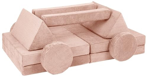 Velinda Spielsofa Modulsofa Spielmöbel modulares Kindersofa Familienmöbel Bausteine-Set (Farbe: rosa (Cord))