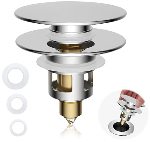 Waschbeckenstöpsel Universal Abflussstöpsel Ablaufventil aus Messing | Abflusssieb Ablaufgarnitur Stöpsel Waschbecken,Bounce Core Drain Plug, Sink Stopper Ersatz für Bad und Küch(23-45mm)