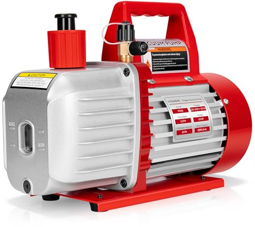 VIVOHOME Bomba de Vacío 5CFM Monofásica para Aire Acondicionado con Botella | 142 L/min Motor de Cobre 375W, Silenciosa Duradera Bajo Mantenimiento, para Sistemas HVAC y Refrigeración Automotriz