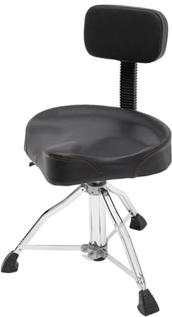 Shinpeed Trommelhocker mit Rückenlehne Höhenverstellbarer gepolsterter Drummersitz pneumatischer Drumhocker 360° Drehbar Trommelstuhl